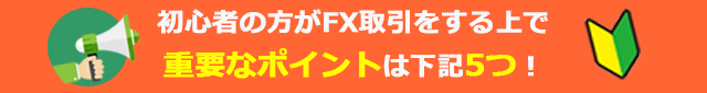 初心者の方がFX取引をする上で重要なポイントは下記5つ！